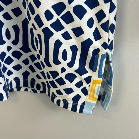 J. Mclaughlin Catalina Cloth Blue & White Geometric Tunic/Blouse Size XS - Picture 9 of 15